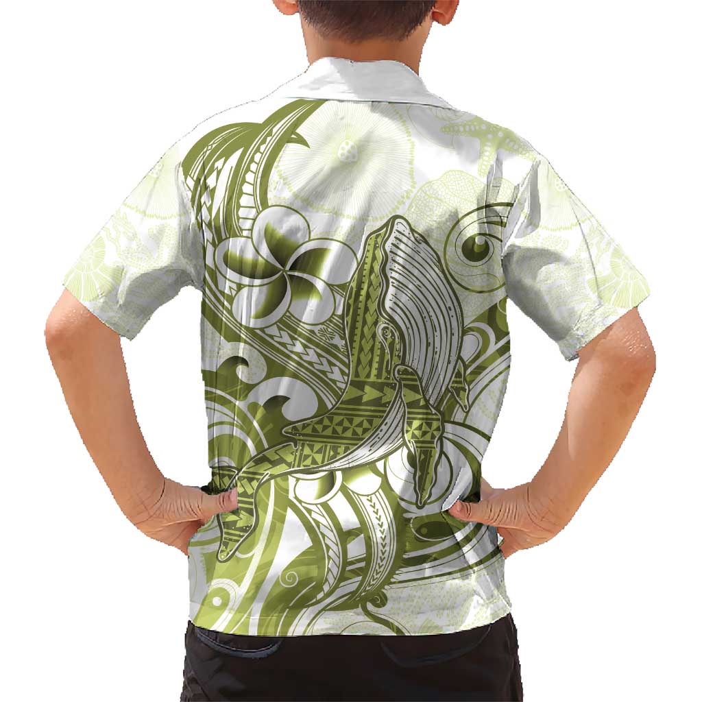 Lime Green Hawaii Kid Hawaiian Shirt Humpback Whale Tattoo Polynesian Tribal Ocean Vibes LT14 - Polynesian Pride