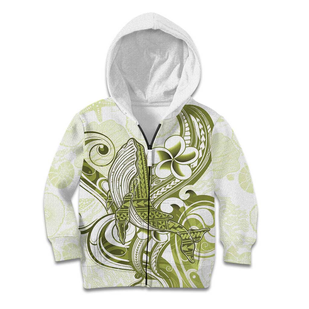 Lime Green Hawaii Kid Hoodie Humpback Whale Tattoo Polynesian Tribal Ocean Vibes LT14 Zip Hoodie Lime Green - Polynesian Pride