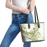 Lime Green Hawaii Leather Tote Bag Humpback Whale Tattoo Polynesian Tribal Ocean Vibes