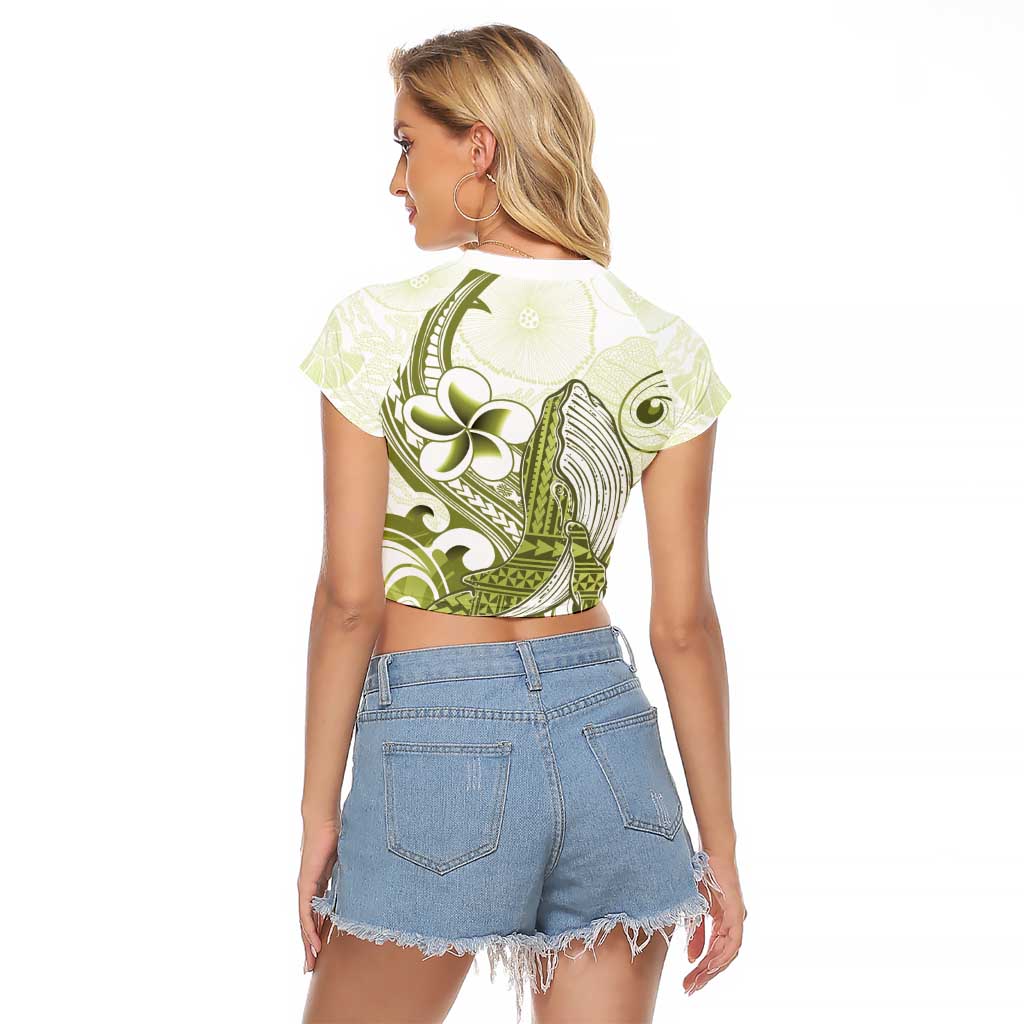 Lime Green Hawaii Raglan Cropped T Shirt Humpback Whale Tattoo Polynesian Tribal Ocean Vibes LT14 - Polynesian Pride