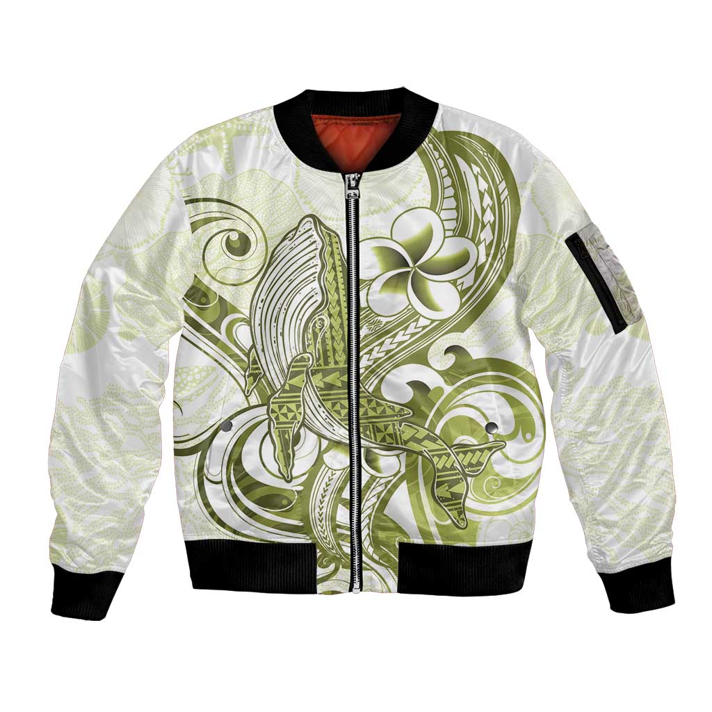 Lime Green Hawaii Sleeve Zip Bomber Jacket Humpback Whale Tattoo Polynesian Tribal Ocean Vibes