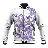 Purple Hawaii Baseball Jacket Humpback Whale Tattoo Polynesian Tribal Ocean Vibes LT14 Unisex Purple - Polynesian Pride