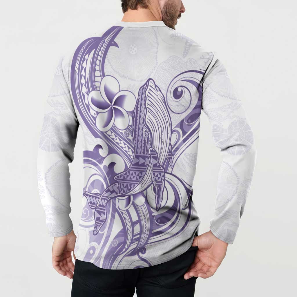Purple Hawaii Button Sweatshirt Humpback Whale Tattoo Polynesian Tribal Ocean Vibes