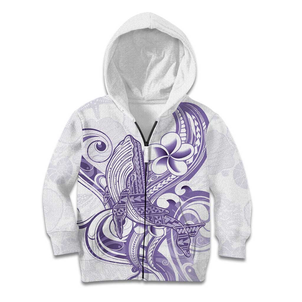 Purple Hawaii Kid Hoodie Humpback Whale Tattoo Polynesian Tribal Ocean Vibes LT14 Zip Hoodie Purple - Polynesian Pride