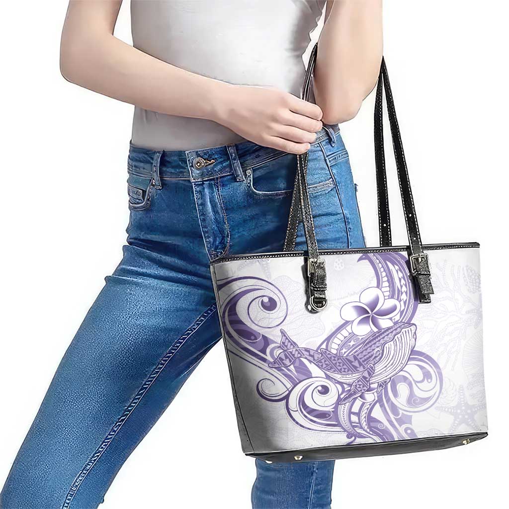 Purple Hawaii Leather Tote Bag Humpback Whale Tattoo Polynesian Tribal Ocean Vibes