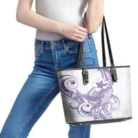 Purple Hawaii Leather Tote Bag Humpback Whale Tattoo Polynesian Tribal Ocean Vibes