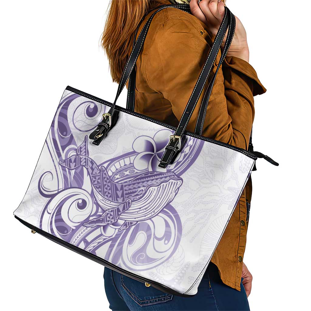 Purple Hawaii Leather Tote Bag Humpback Whale Tattoo Polynesian Tribal Ocean Vibes