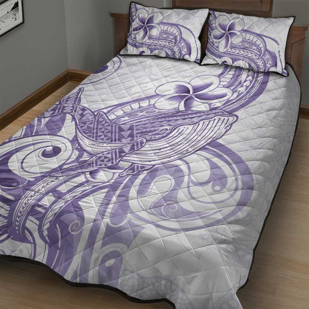 Purple Hawaii Quilt Bed Set Humpback Whale Tattoo Polynesian Tribal Ocean Vibes