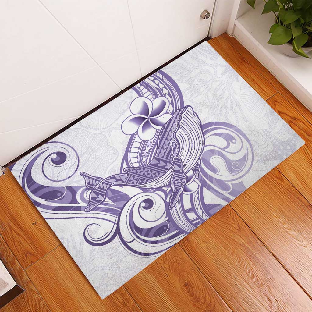 Purple Hawaii Rubber Doormat Humpback Whale Tattoo Polynesian Tribal Ocean Vibes LT14 - Polynesian Pride