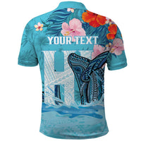 Personalised Hawaii Polo Shirt Humpback Whale Tattoo With Tropical Flowers LT14 - Polynesian Pride
