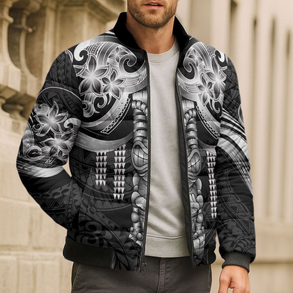 Tiki Drum Hawaii Bomber Puffer Jacket Hawaiian Kakau Tattoo Style LT14 - Polynesian Pride