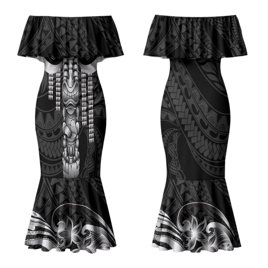 Tiki Drum Hawaii Couples Matching Mermaid Dress and Hawaiian Shirt Hawaiian Kakau Tattoo Style LT14 - Polynesian Pride
