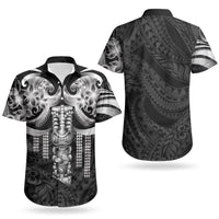 Tiki Drum Hawaii Couples Matching Off Shoulder Short Dress and Hawaiian Shirt Hawaiian Kakau Tattoo Style LT14 - Polynesian Pride