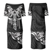 Tiki Drum Hawaii Couples Matching Puletasi and Hawaiian Shirt Hawaiian Kakau Tattoo Style LT14 - Polynesian Pride