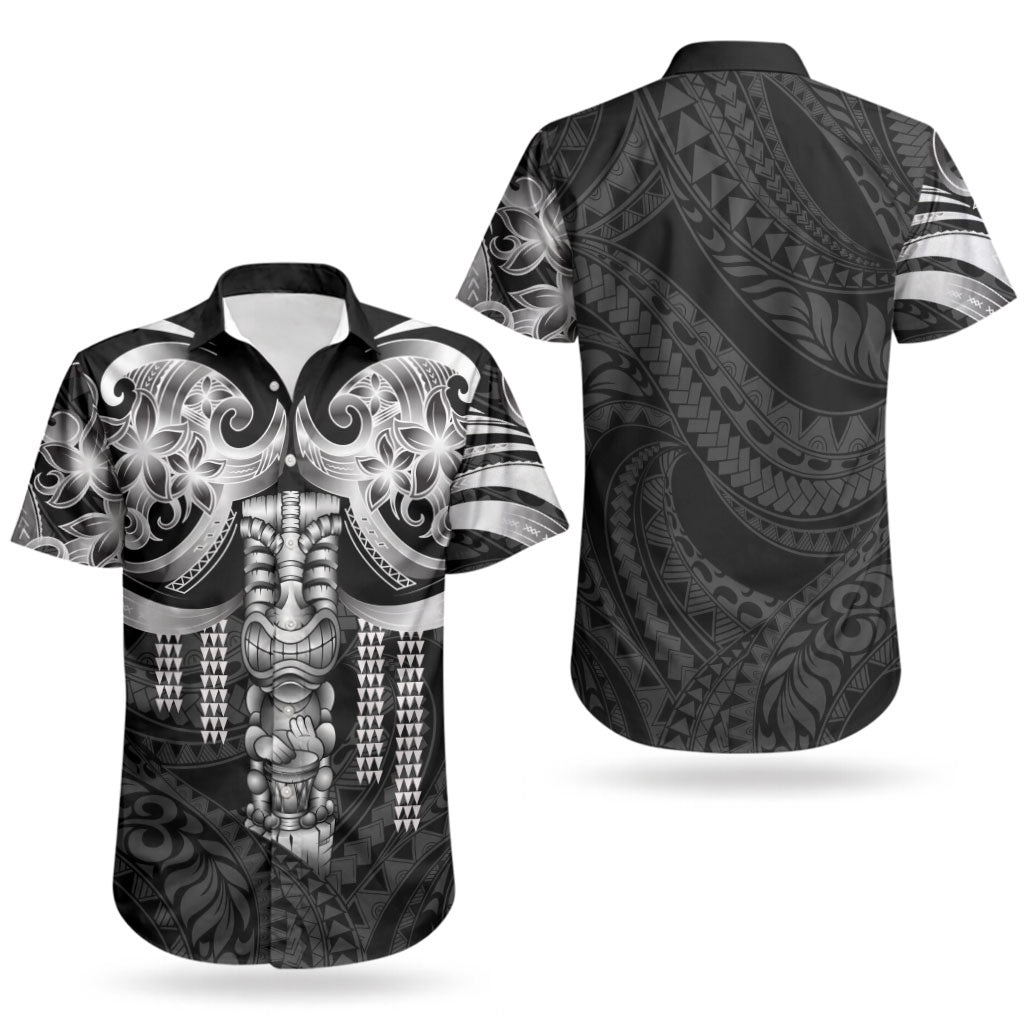 Tiki Drum Hawaii Couples Matching Tank Maxi Dress and Hawaiian Shirt Hawaiian Kakau Tattoo Style LT14 - Polynesian Pride