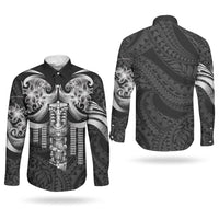 Tiki Drum Hawaii Couples Matching Tank Maxi Dress and Long Sleeve Button Shirt Hawaiian Kakau Tattoo Style LT14 - Polynesian Pride
