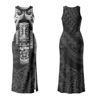 Tiki Drum Hawaii Couples Matching Tank Maxi Dress and Long Sleeve Button Shirt Hawaiian Kakau Tattoo Style LT14 - Polynesian Pride