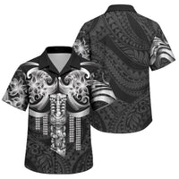 Tiki Drum Hawaii Family Matching Off Shoulder Maxi Dress and Hawaiian Shirt Hawaiian Kakau Tattoo Style LT14 Son's Shirt Black - Polynesian Pride