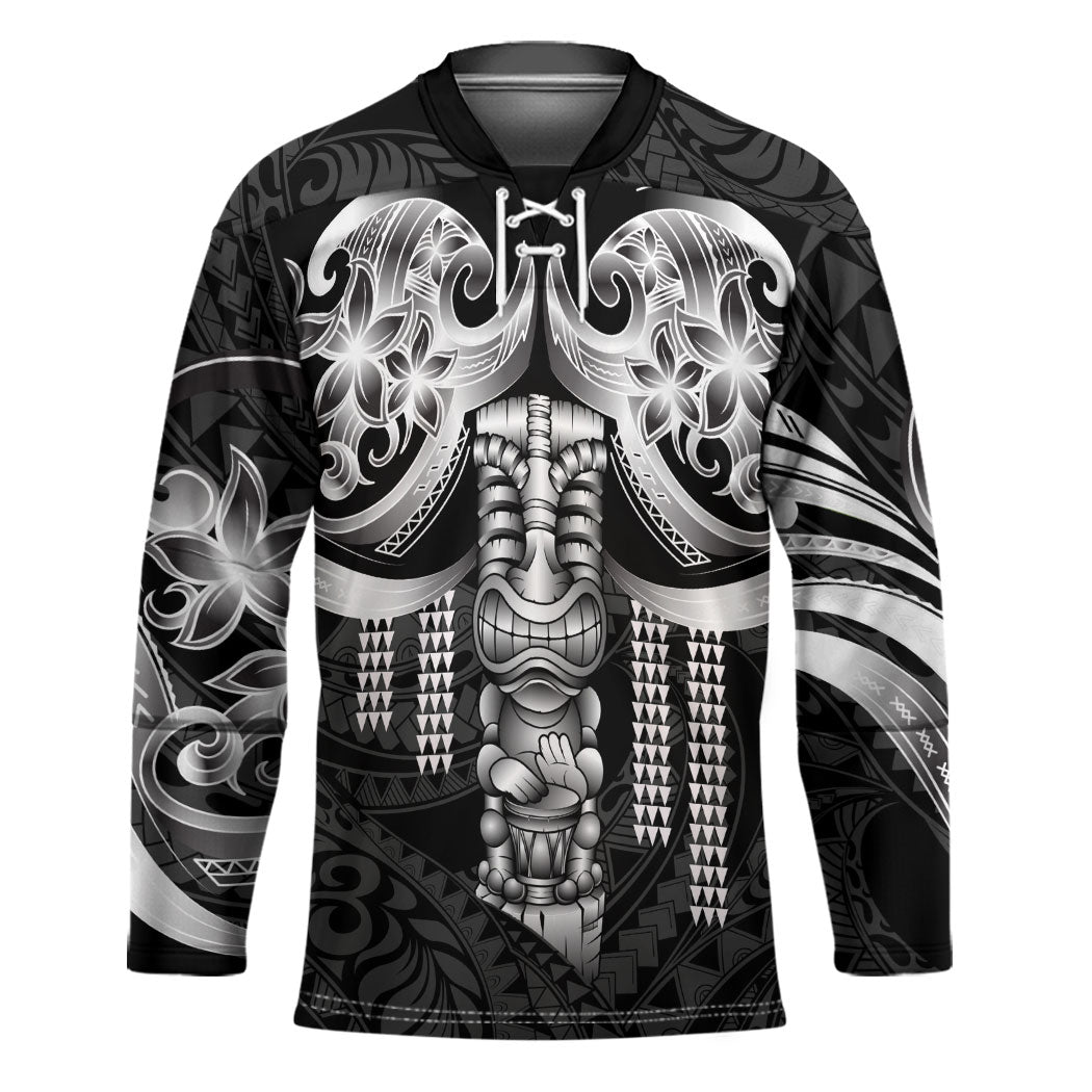 Tiki Drum Hawaii Hockey Jersey Hawaiian Kakau Tattoo Style