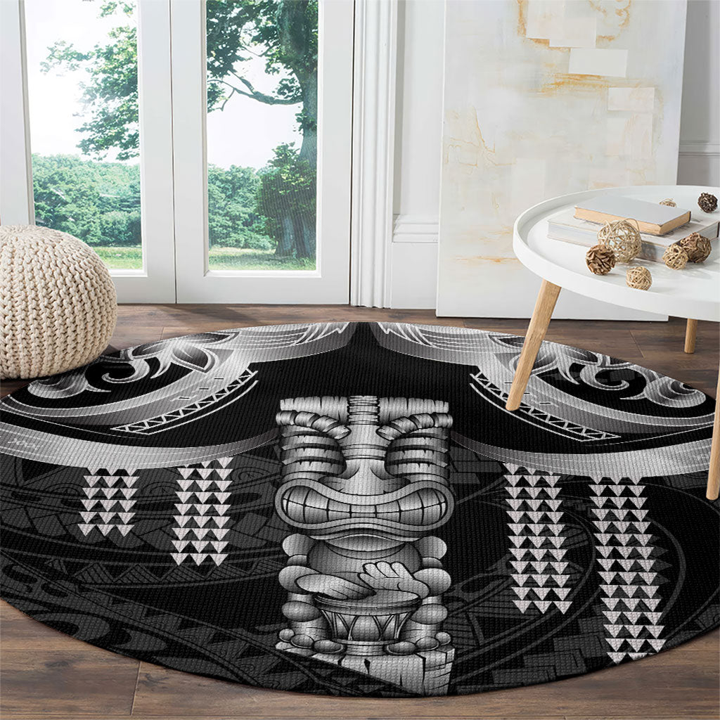 Tiki Drum Hawaii Round Carpet Hawaiian Kakau Tattoo Style
