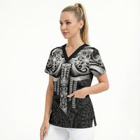 Tiki Drum Hawaii Scrub Top Hawaiian Kakau Tattoo Style LT14 - Polynesian Pride