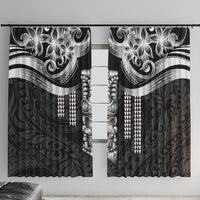 Tiki Drum Hawaii Window Curtain Hawaiian Kakau Tattoo Style