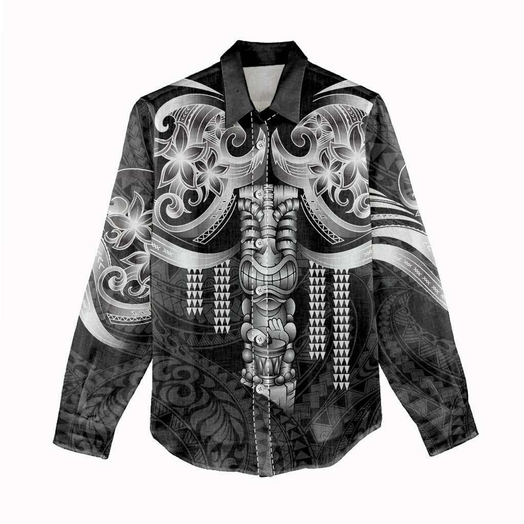 Tiki Drum Hawaii Women Casual Shirt Hawaiian Kakau Tattoo Style LT14 - Polynesian Pride