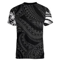 Tiki Drum Hawaii Women V-Neck T-Shirt Hawaiian Kakau Tattoo Style LT14 - Polynesian Pride