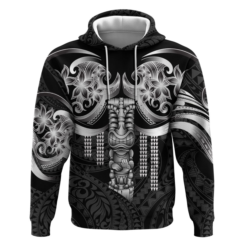 Tiki Drum Hawaii Zip Hoodie Hawaiian Kakau Tattoo Style LT14 Pullover Hoodie Black - Polynesian Pride