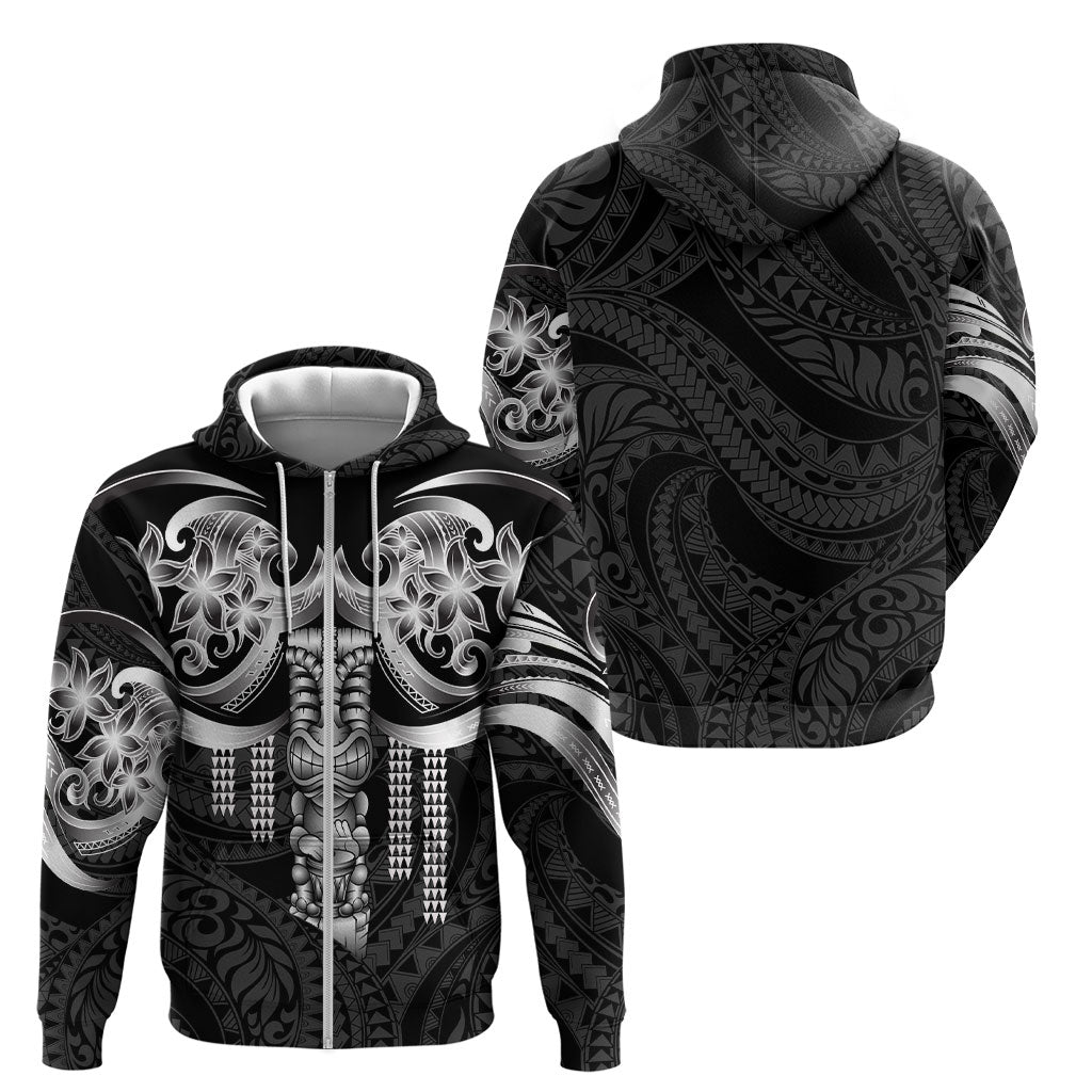 Tiki Drum Hawaii Zip Hoodie Hawaiian Kakau Tattoo Style LT14 - Polynesian Pride