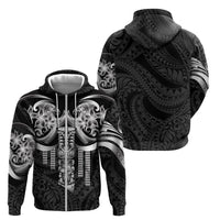 Tiki Drum Hawaii Zip Hoodie Hawaiian Kakau Tattoo Style LT14 - Polynesian Pride