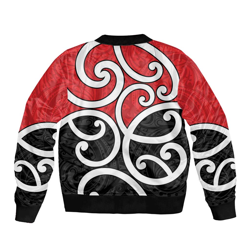 New Zealand Bomber Jacket Maori Koru Tino Rangatiratanga Color - Polynesian Pride