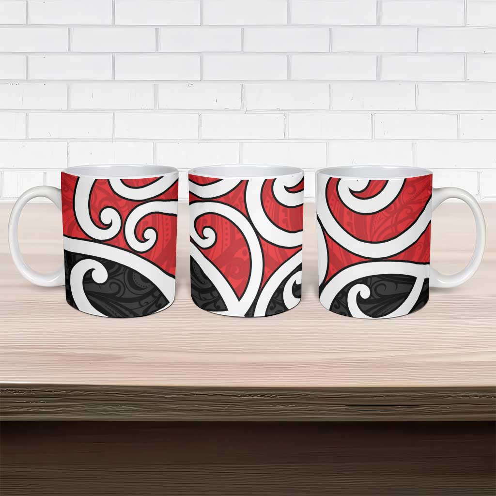 New Zealand Ceramic Mug Maori Koru Tino Rangatiratanga Color - Polynesian Pride