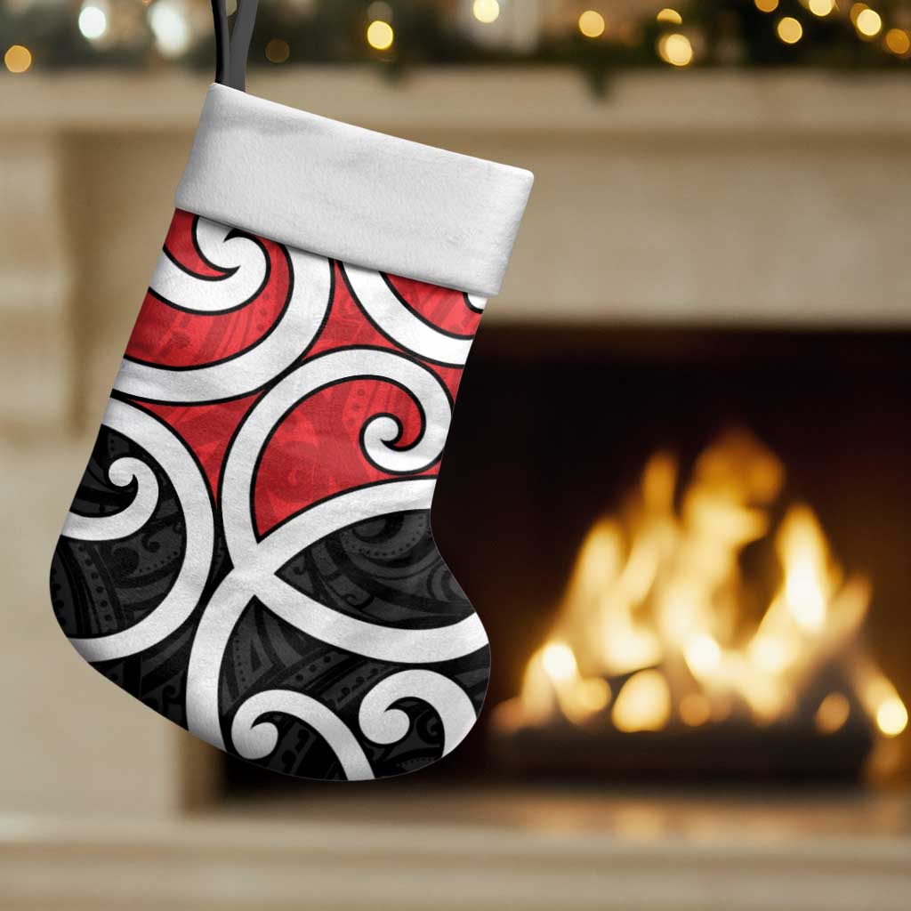 New Zealand Christmas Stocking Maori Koru Tino Rangatiratanga Color - Polynesian Pride