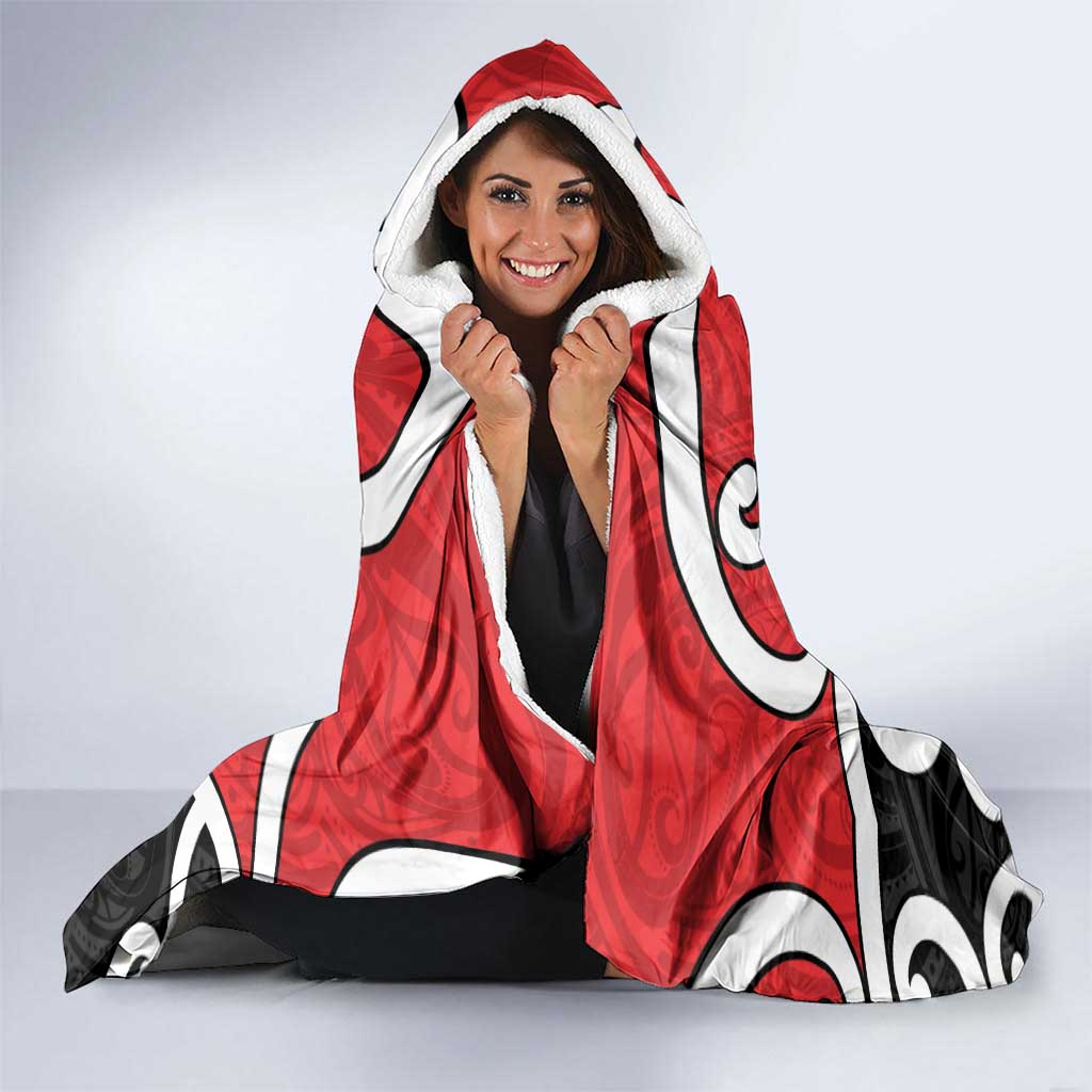 New Zealand Hooded Blanket Maori Koru Tino Rangatiratanga Color - Polynesian Pride