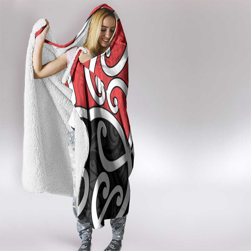 New Zealand Hooded Blanket Maori Koru Tino Rangatiratanga Color - Polynesian Pride
