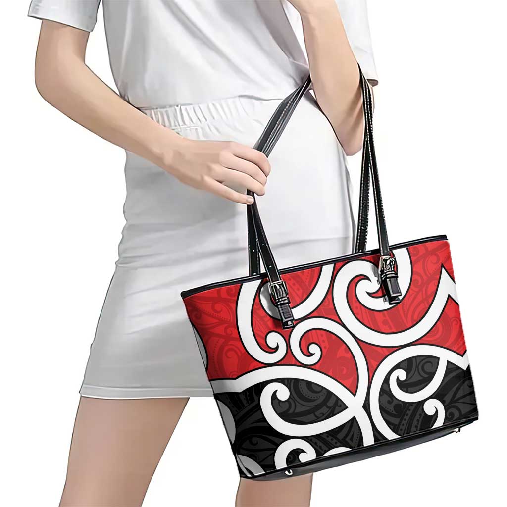 New Zealand Leather Tote Bag Maori Koru Tino Rangatiratanga Color - Polynesian Pride