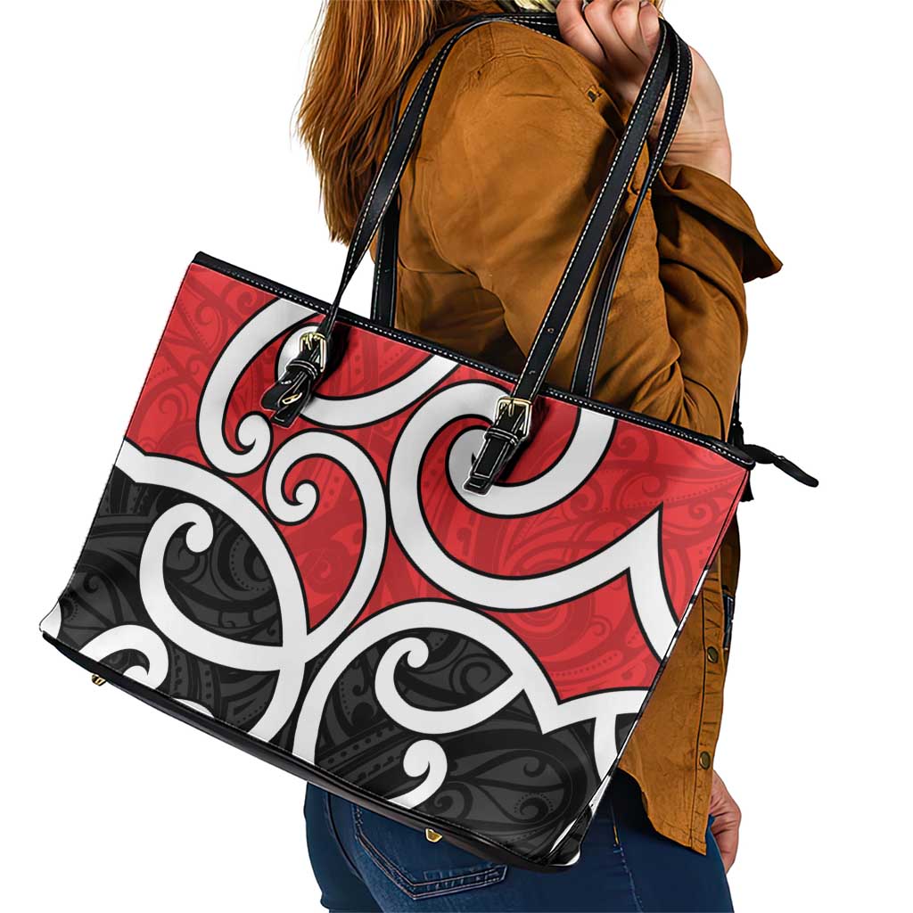 New Zealand Leather Tote Bag Maori Koru Tino Rangatiratanga Color - Polynesian Pride