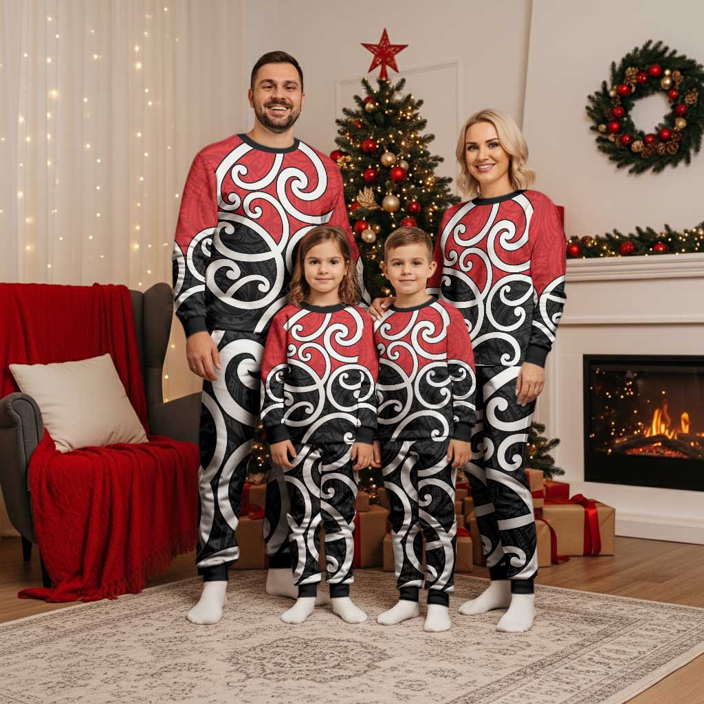 New Zealand Christmas Pajama Set Maori Koru Tino Rangatiratanga Color - Polynesian Pride
