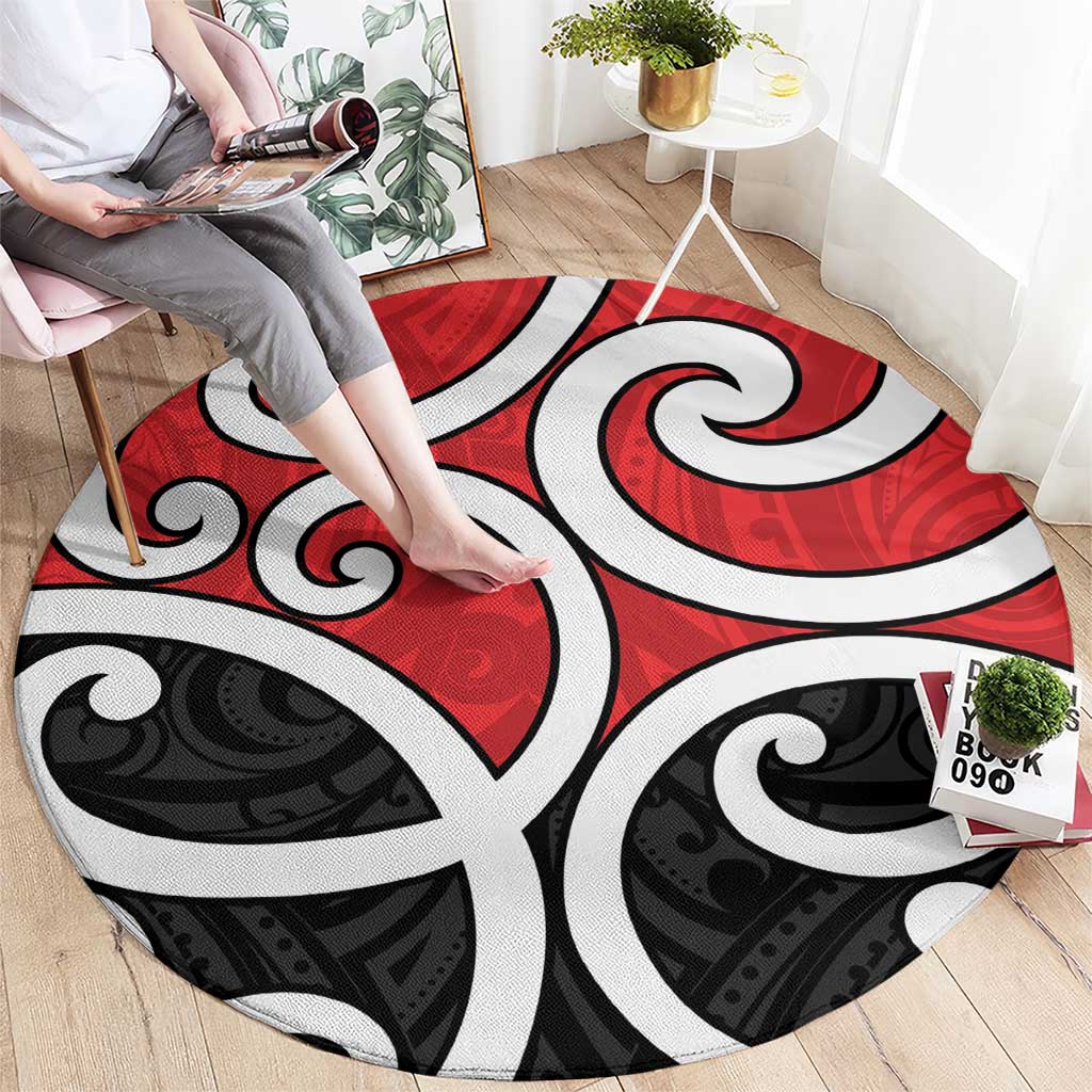 New Zealand Round Carpet Maori Koru Tino Rangatiratanga Color - Polynesian Pride