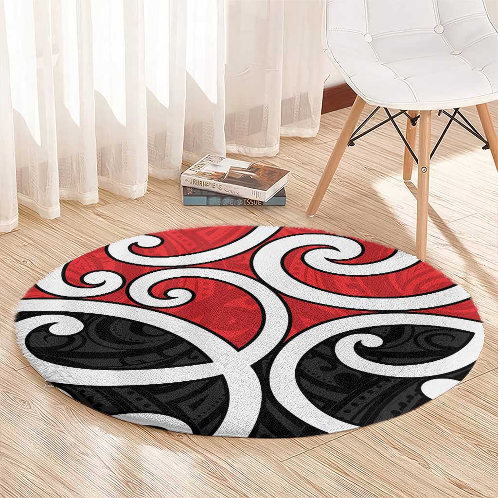 New Zealand Round Carpet Maori Koru Tino Rangatiratanga Color - Polynesian Pride