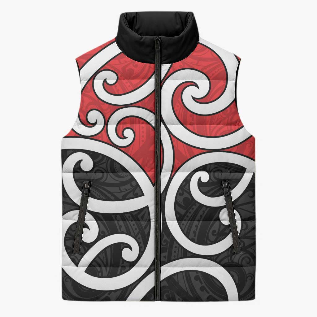 New Zealand Sleeveless Puffer Jacket Maori Koru Tino Rangatiratanga Color - Polynesian Pride