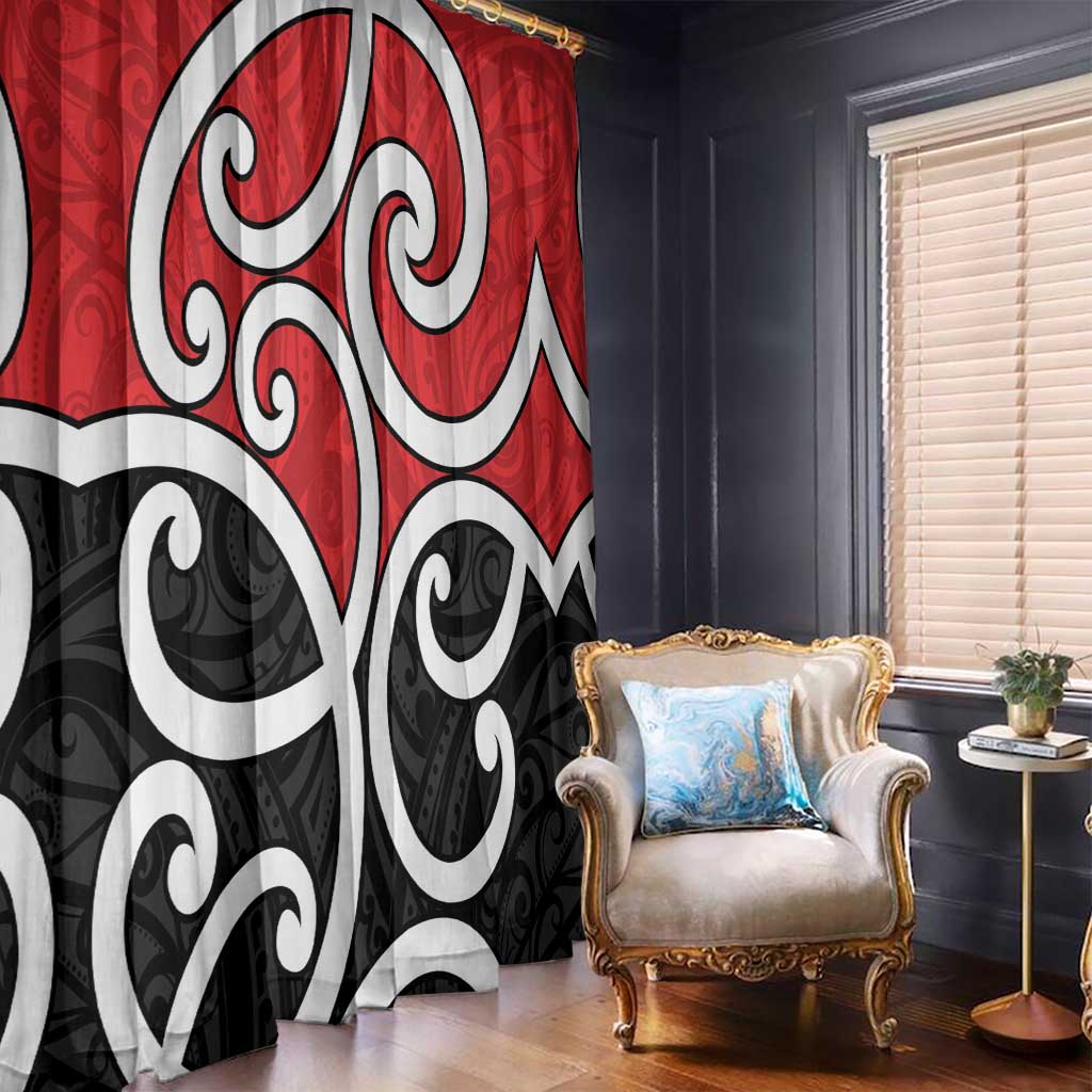 New Zealand Window Curtain Maori Koru Tino Rangatiratanga Color - Polynesian Pride