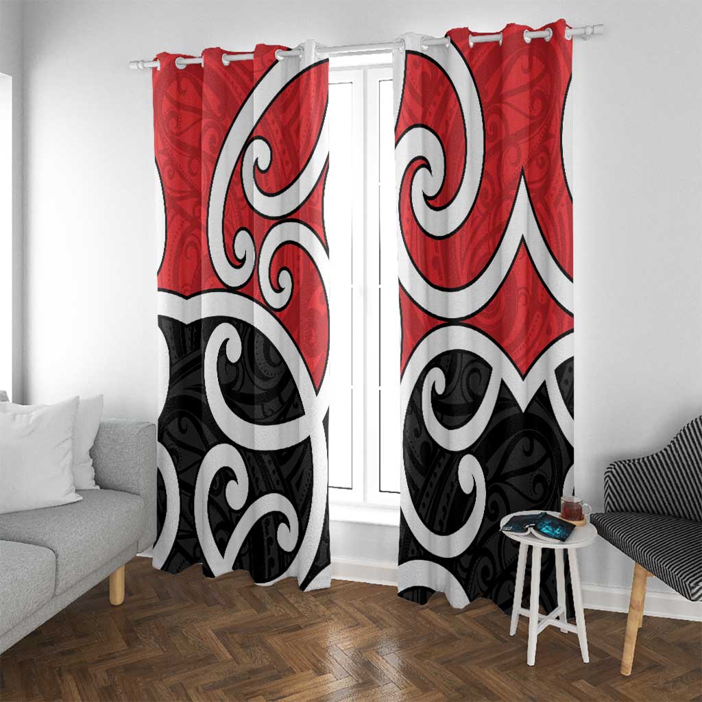 New Zealand Window Curtain Maori Koru Tino Rangatiratanga Color - Polynesian Pride