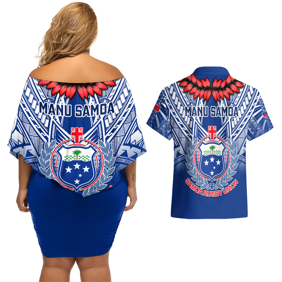 samoa-rugby-couples-matching-off-shoulder-short-dress-and-hawaiian-shirt-2023-go-manu-samoa-with-ula-fala-style