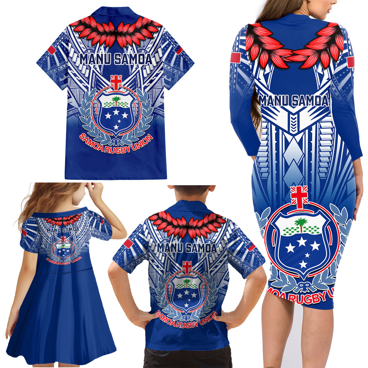 samoa-rugby-family-matching-long-sleeve-bodycon-dress-and-hawaiian-shirt-2023-go-manu-samoa-with-ula-fala-style