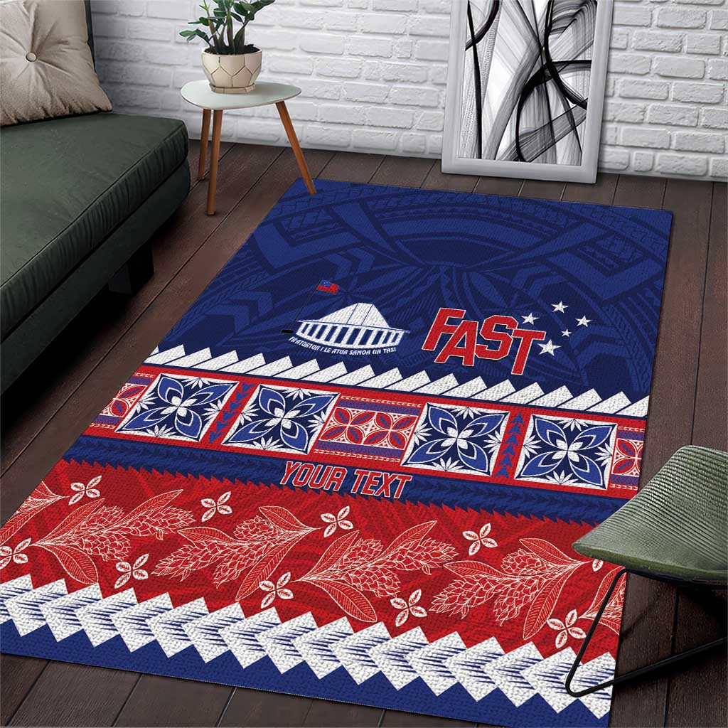 Personalised FAST Samoa Siapo Area Rug Teuila Flowers Samoan Pattern - Polynesian Pride
