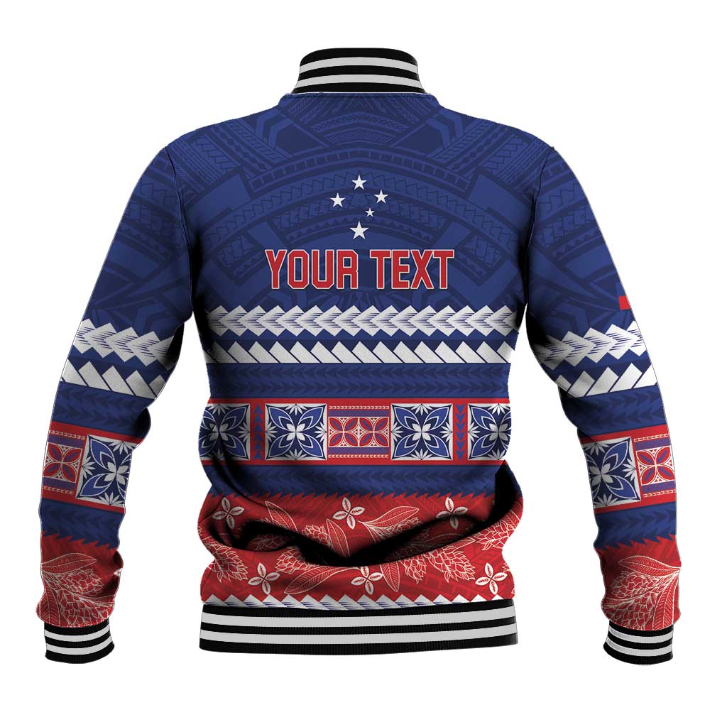 Personalised FAST Samoa Siapo Baseball Jacket Teuila Flowers Samoan Pattern LT14 - Polynesian Pride