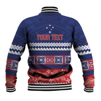 Personalised FAST Samoa Siapo Baseball Jacket Teuila Flowers Samoan Pattern LT14 - Polynesian Pride