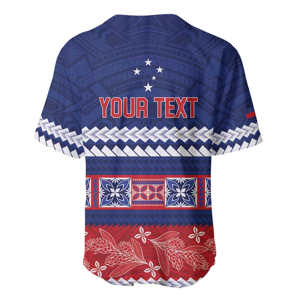 Personalised FAST Samoa Siapo Baseball Jersey Teuila Flowers Samoan Pattern - Polynesian Pride
